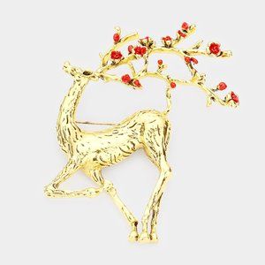 Elegant Colored Metal Reindeer Pin Brooch / Pendant